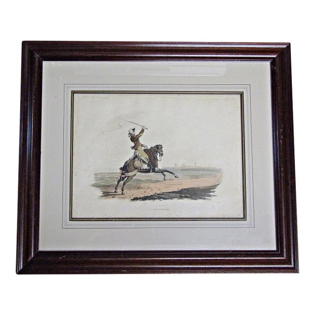 1809 Hand-Colored Engraving Spanish Courier by William Bradford Framed Antique Military Print From British Campaign in Spain For Sale