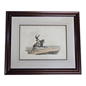 1809 Hand-Colored Engraving Spanish Courier by William Bradford Framed Antique Military Print From British Campaign in Spain