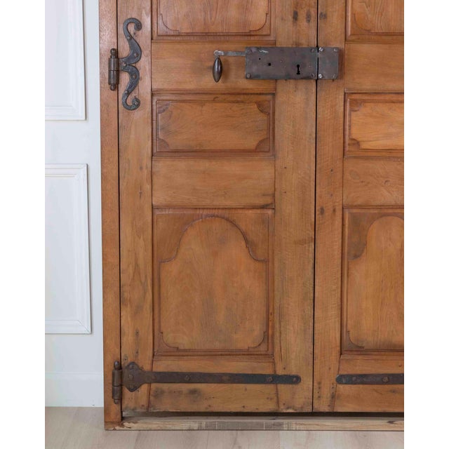 French 19th Century Double-leaf Double-sided Walnut Communication Door For Sale - Image 11 of 18