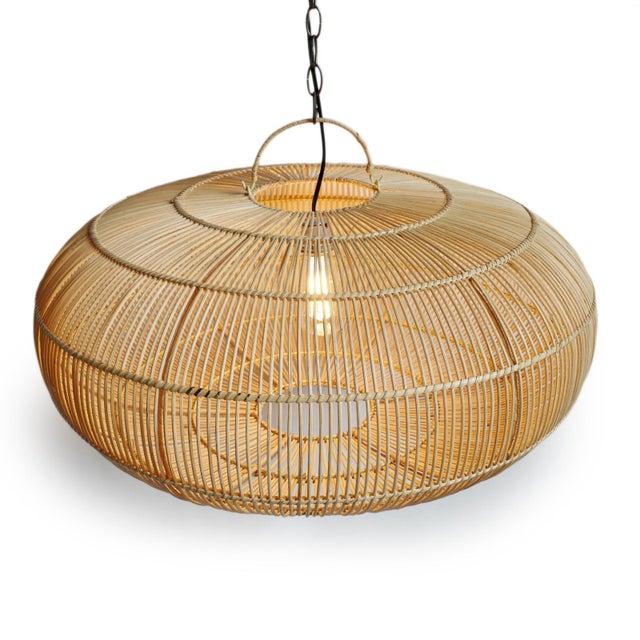Modern Coastal Ubud Rattan Pendant Light Medium For Sale - Image 4 of 7