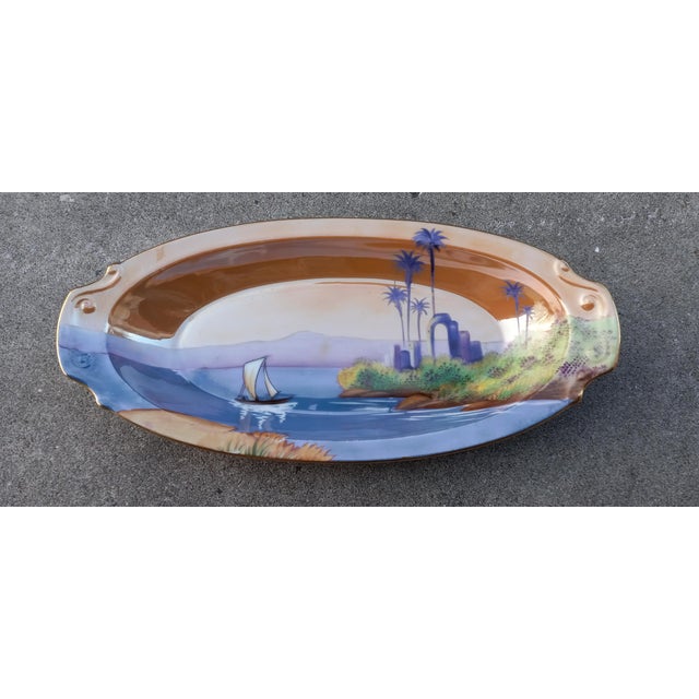 Textile 1920s Noritake Morimura Relish / Vanity Dish Egyptian Revival Japanese Luster Ware For Sale - Image 7 of 14
