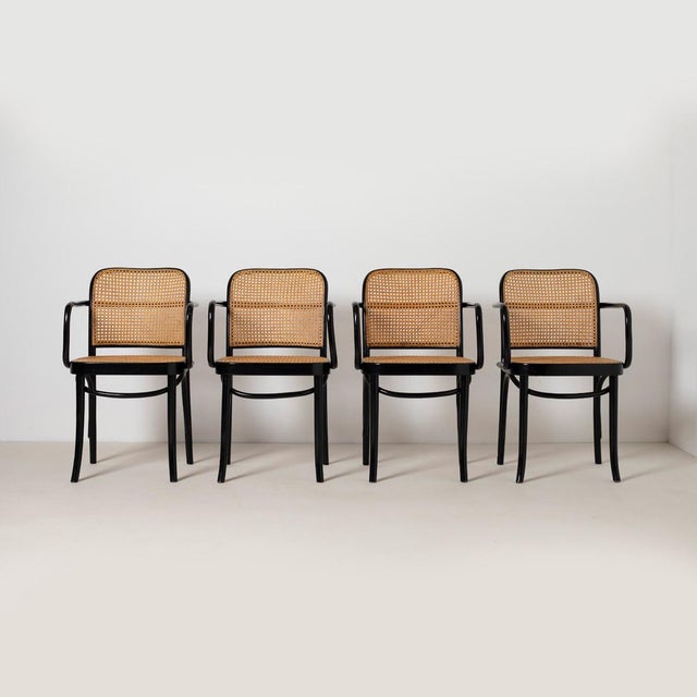 Mid-Century Modern Number 811 Cane Chairs by Josef Hoffmann for FMG, 1970s, Set of 4 For Sale - Image 3 of 11
