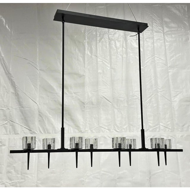 Gaetano Sciolari Marian Jamieson "Kellen" Chandelier, Blackened Steel & Murano Glass Style Shades For Sale - Image 4 of 18