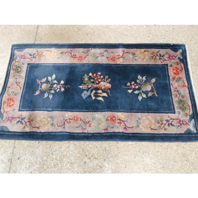 Galerie Shabab Collection Early 20th Century Handmade Chinese Art Deco Throw Rug For Sale - Image 4 of 8
