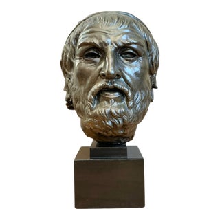 Vintage Bronze Classical Bust Sculpture of Sophocles For Sale