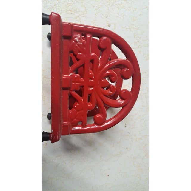Art Nouveau modernVintage 1990s Red Enamel Cast Iron Napkin Holder For Sale - Image 3 of 11