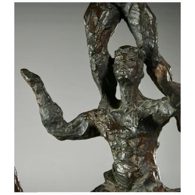 Chaim Gross Chaim Gross, Large Chaim Gross Mid Century Mod Bronze Sculpture Circus Acrobats WPA Artist For Sale - Image 4 of 10