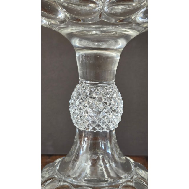 Vintage Daisy & Button Clear Pressed-Glass Pedestal Compote For Sale - Image 13 of 15