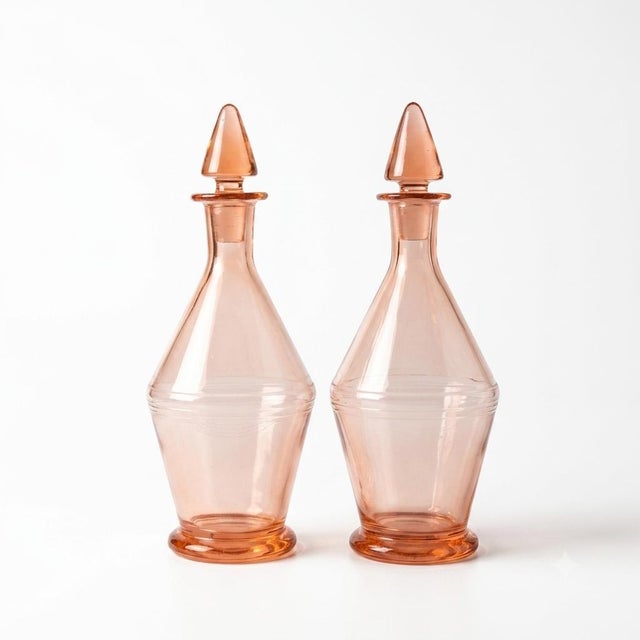 French Pink Glass Carafes with Stoppers, 1960s, Set of 2 For Sale - Image 11 of 11
