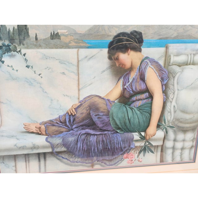 Blue Vintage Godward “Summer Idleness / Day Dreams” Framed Print — 38" × 30¾" Oak Frame For Sale - Image 8 of 12