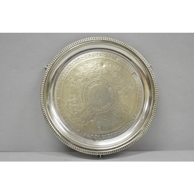 Antique Roberts & Belk Greek Classical Silver Plated 8" Footed Salver Tray Dish For Sale - Image 14 of 15