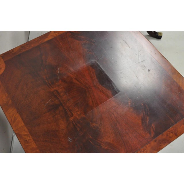 Vintage Regency Style Flamed Mahogany 2 Tier Square End Tables - A Pair For Sale In Philadelphia - Image 6 of 12