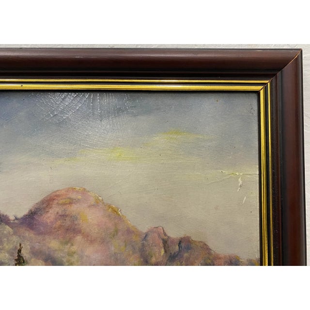 Early 20th Century Vintage Oil Painting Luminous Mountain Landscape by f.a. Millard C.1925 For Sale - Image 5 of 11