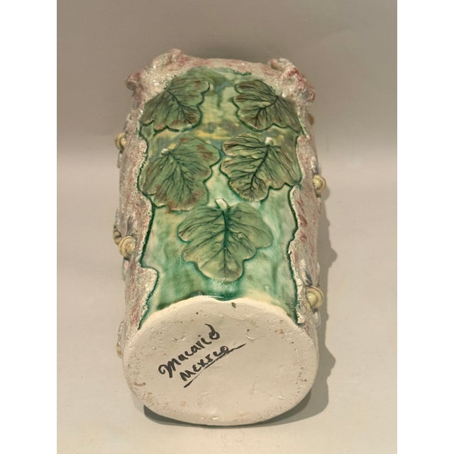 Mexican Vintage Mexican Majolica Vase Mercario Murguia Bees & Leaves For Sale - Image 3 of 13