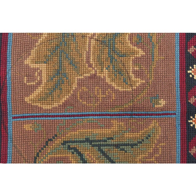 Textile 1880s Antique English Needlepoint Runner with Stylized Foliage and Floral Motif For Sale - Image 7 of 8