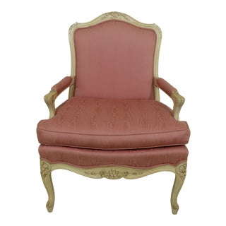 French Louis XV Style Open Armchair in Blonde Finish For Sale