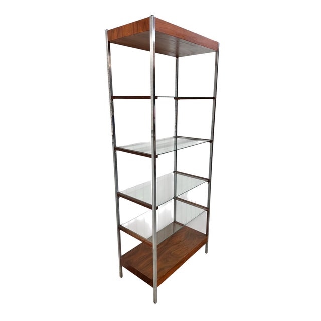 1960s Mid-Century Modern Chrome & Walnut Etageres - Set of 2 For Sale - Image 5 of 8