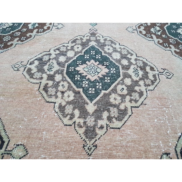 1970s Hand Knotted Vintage Turkish Anatolian Oushak Runner 3'8" X 12'8" For Sale - Image 9 of 12