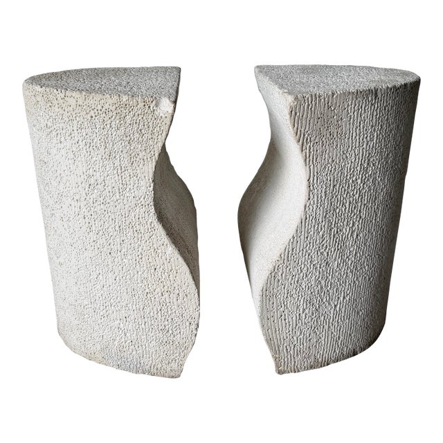 Vintage Postmodern Sculptural Composite Stone Dining Table Bases For Sale