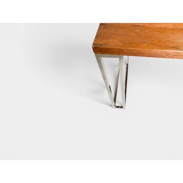 Large Industrial Dining Table Wood and Chrome Base, 1990s For Sale - Image 3 of 9