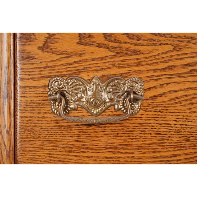 Mid 20th Century Eastlake Quarter Sawn Oak Tall Dresser With Beveled Mirror For Sale - Image 4 of 13