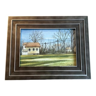 Framed Original Watercolor Landscape by Nancy Smith For Sale