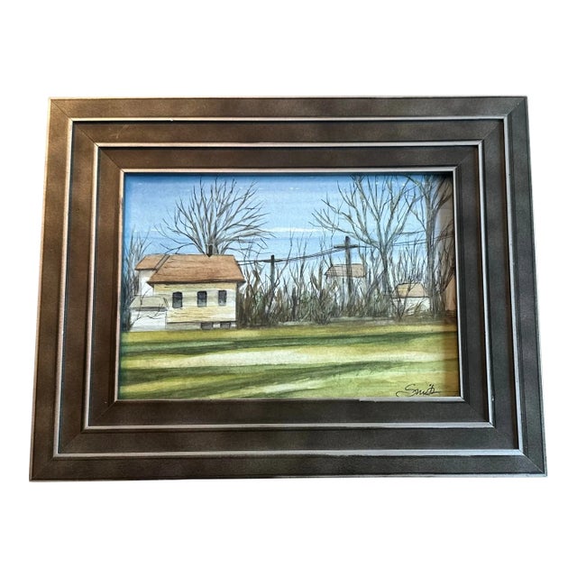 Framed Original Watercolor Landscape by Nancy Smith For Sale