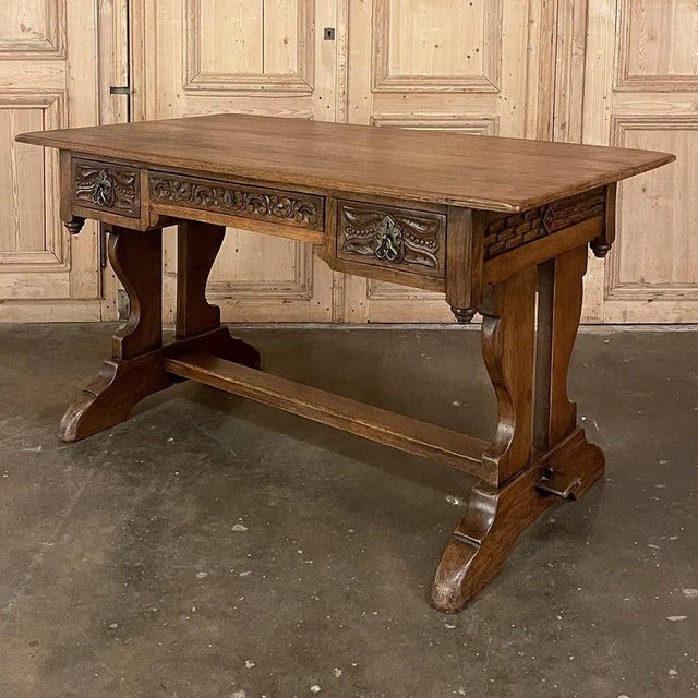 Antique Rustic Neogothic Desk ~ Writing Table is a sturdy, timeless design made for daily use and enjoyment. Hand-crafted...