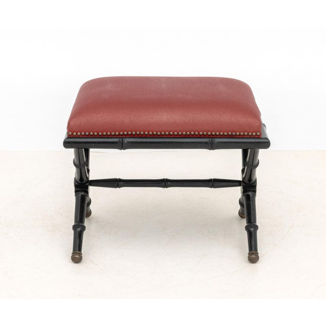 Contemporary Red Upholstered Chair and Ottoman For Sale - Image 10 of 12