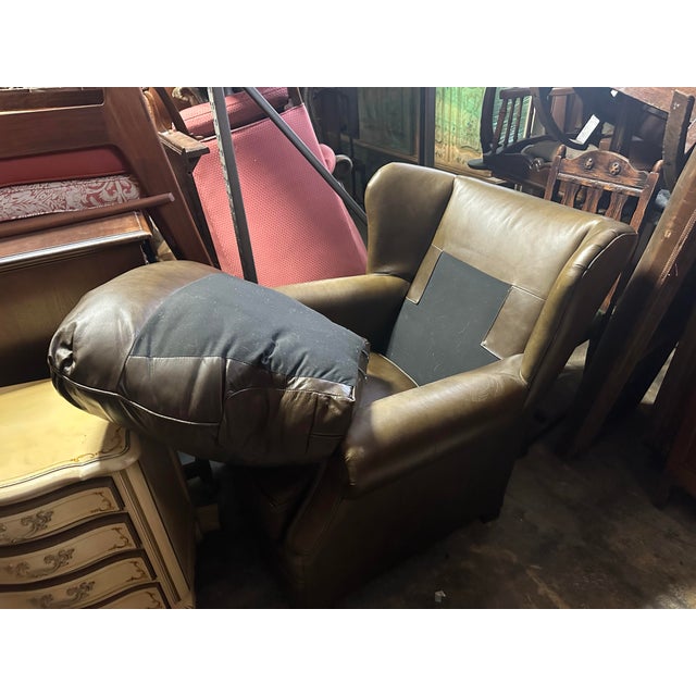 Early 21st Century Stickley Leather Wing Chair and Ottoman Set For Sale In Saint Louis - Image 6 of 7