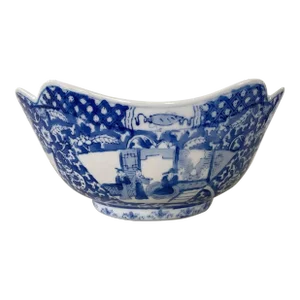 Canton Blue/White Scalloped Edge Serving Bowl