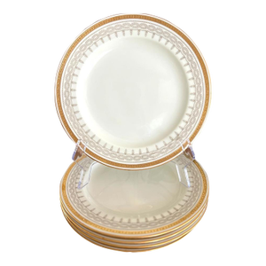 Set of Five Antique Cauldon England Gilt Dinner Plates