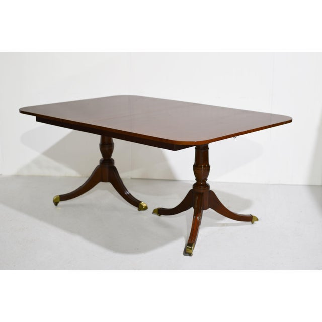Mid Century Georgian Double Pedestal Banded Dining Table by Kindel Furniture For Sale - Image 10 of 12