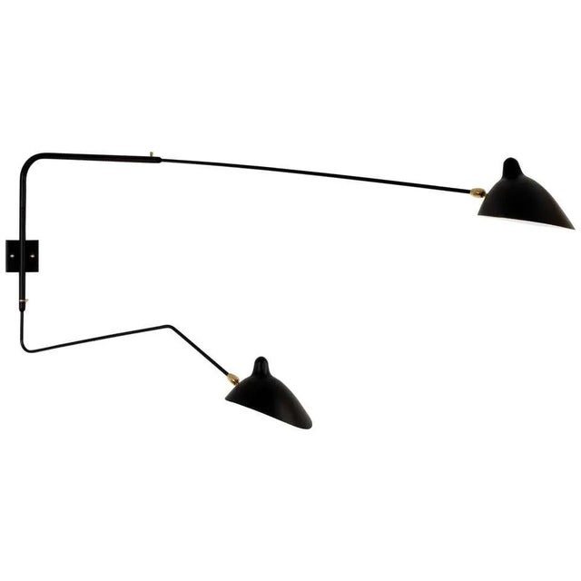 Large Serge Mouille 2-Arm Wall Lamp With Straight and Curved Rotating Arms For Sale - Image 12 of 12