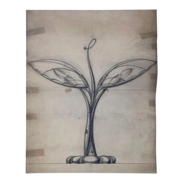 Drawing for a Table Lamp by Robert Gerlach, 1915 For Sale