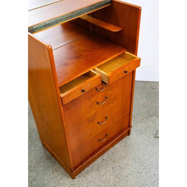 1960s Mid Century Danish Modern Desk Vanity Office Wood 5 Drawers Denmark Mirror MCM For Sale - Image 10 of 12
