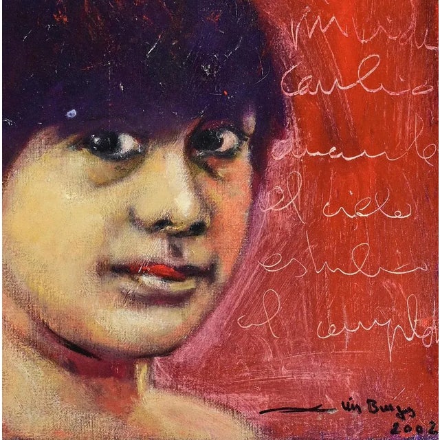 Oil on canvas realized by Luis Burgos in 2002. Hand signed and dated. Includes a contemporary wooden frame cm. 46.4x33.5....