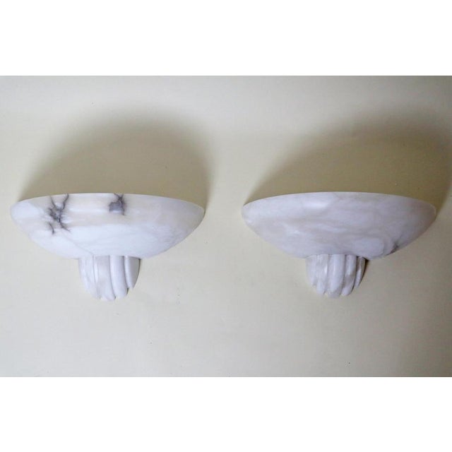 Metal Art Deco Alabaster Wall Lights, France, 1980s, Set of 2 For Sale - Image 7 of 12