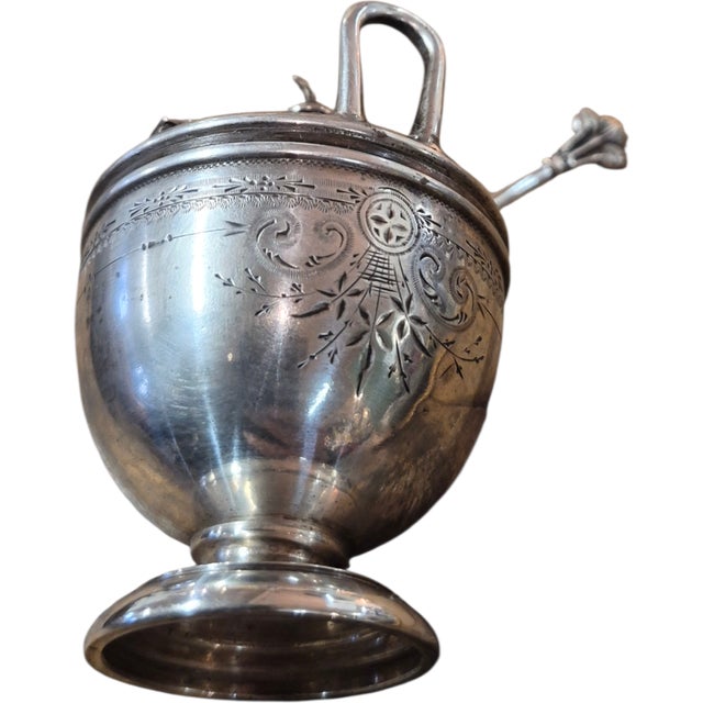 1900s American Sterling Silver Mustard Pot and Spoon For Sale - Image 4 of 4