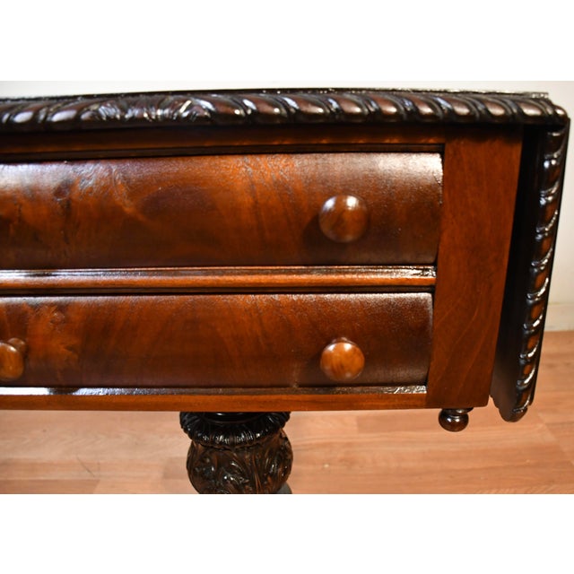 1910s 1910s Antique American Empire Mahogany Pembroke Drop-Leaf Work Table / Side Table For Sale - Image 5 of 18