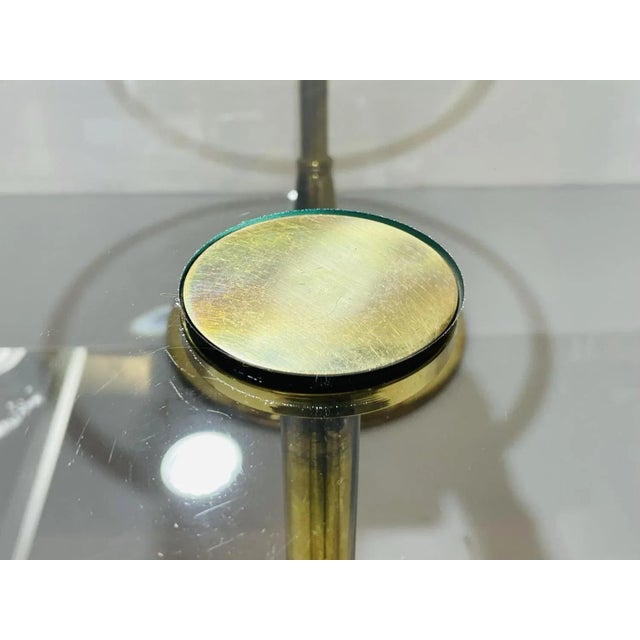 1970s Pair of Charles Hollis Jones "Bugle" Base Side Tables in Brass & Glass For Sale - Image 10 of 13