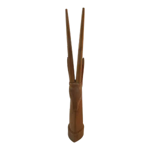 Mid Century Modern Carved Wood Gazelle Head Statue Sculpture