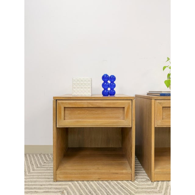 Mid 20th Century Thomasville Blonde Oak Nightstands Pair of Vintage Drawers Storage For Sale - Image 9 of 17