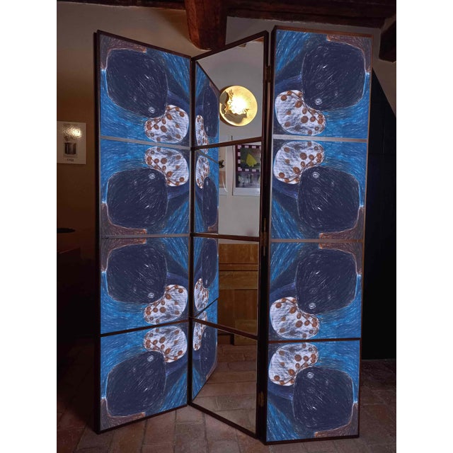 Contemporary Room Divider with Design and Mirror by Pietro Meccani for Meccani Design For Sale - Image 3 of 6