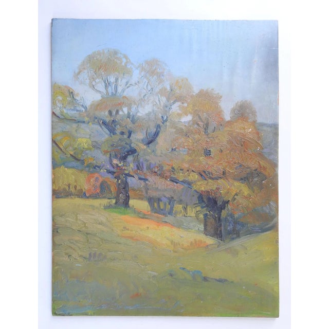 Vintage Impressionist Pastoral Landscape Painting For Sale - Image 4 of 5