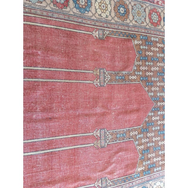 Turkish Ladik Prayer Rug with Three Niches on a Red Background, 1920s For Sale - Image 10 of 15