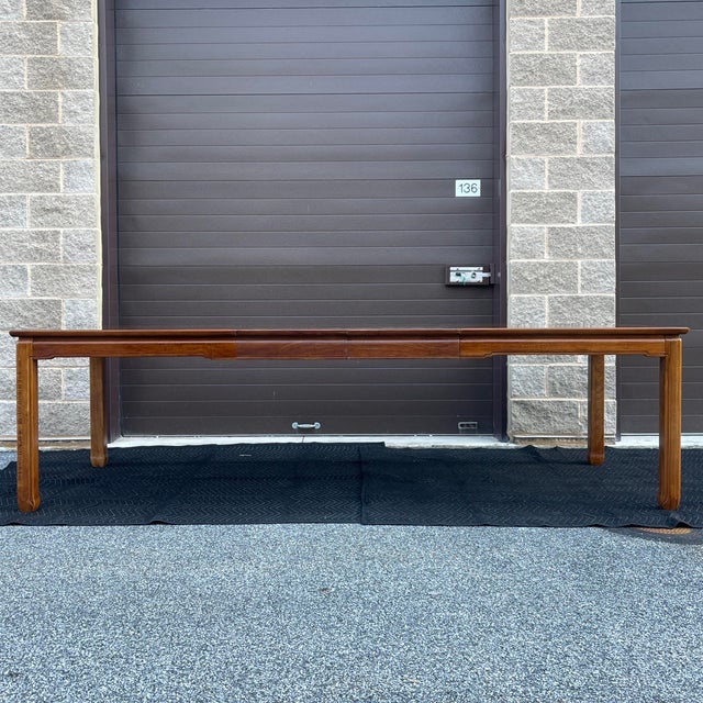 Brown Vintage Thomasville Mystique Asian Chinoiserie 108" Burl Top Dining Table & Leaves For Sale - Image 8 of 12