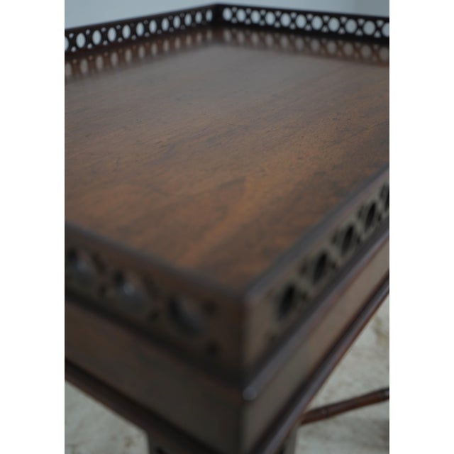 1970s High Quality Vintage Mahogany Chinese Chippendale Tea Table For Sale - Image 5 of 13