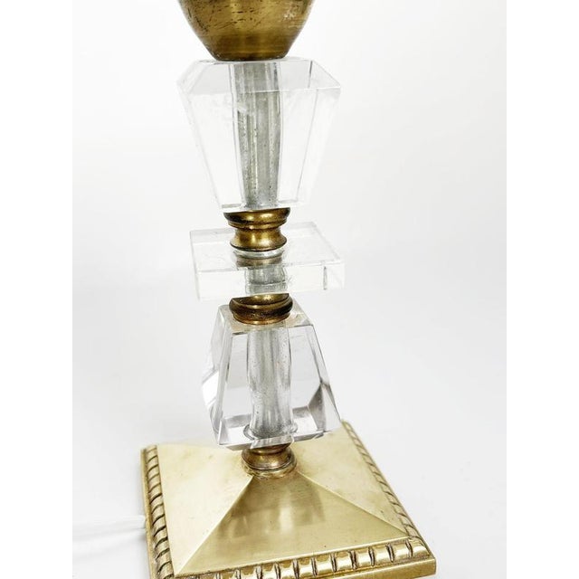 Brass and Acrylic Glass Table Lamp, France, 1940s For Sale - Image 6 of 12