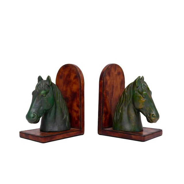Ceramic and Leather Horses Head Bookends 1970s, Set of 2 For Sale - Image 6 of 9